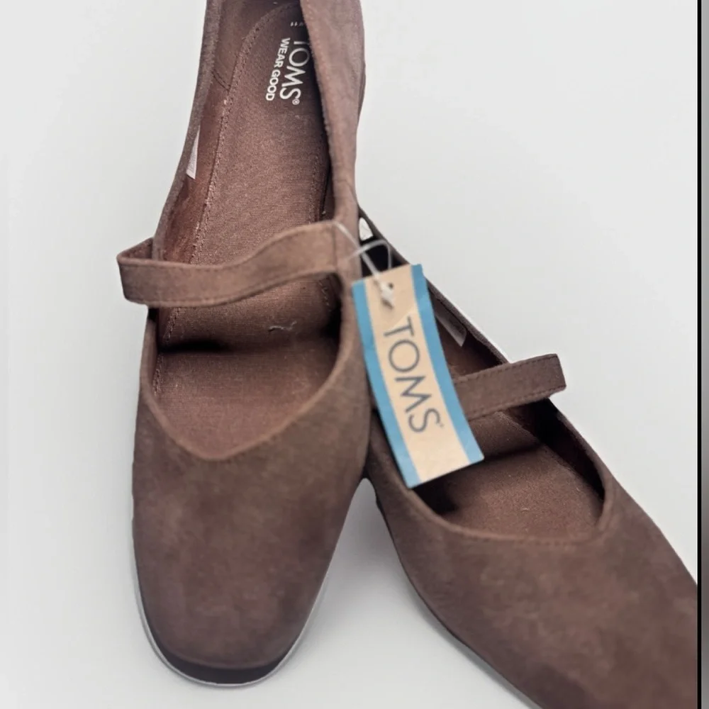 TOMS Bianca Mary Jane Flats Sz 11 - Oak Brown Suede (NWT) - Picture 2 of 6